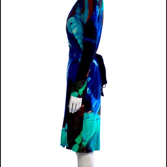 Ted Baker Butterfly Collective blue print wrap Dress .size 3 - Picture 2 of 8